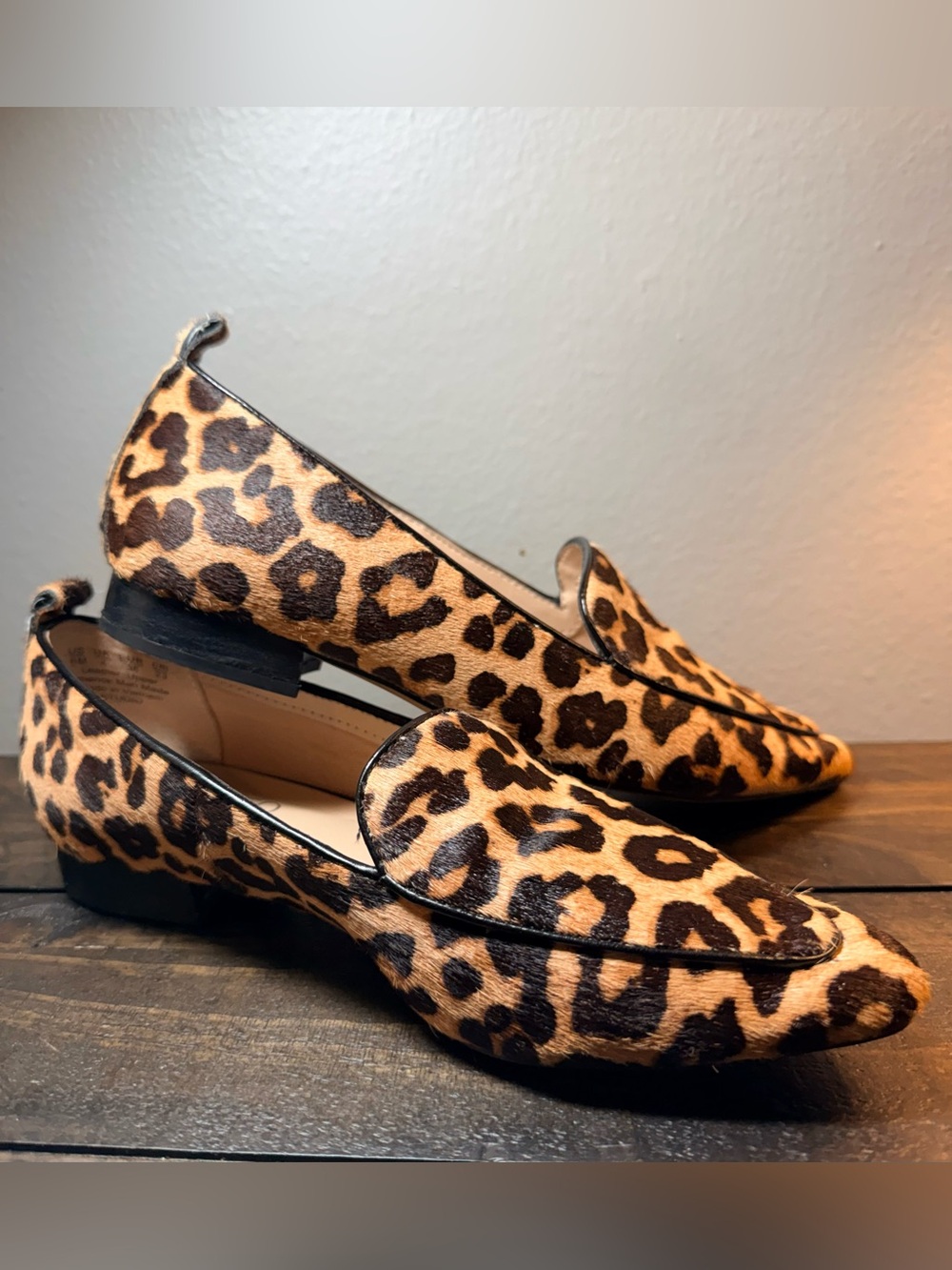 Franco Sarto Leopard Print Brown 
Flats Loafers Shoes Calf Hair Leather Size 6